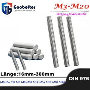 Gewindestange Gewindebolzen A2 Edelstahl V2A DIN 976 M3 Bis M20 Länge 16 - 300mm - Bild 1 von 258