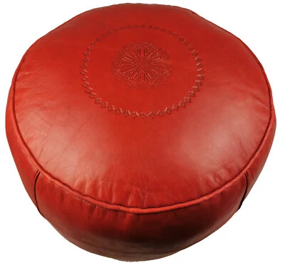 Marokkanisches Orientalisches Leder Sitzkissen Handarbeit Orient Pouf Ottoman - Bild 1 von 2