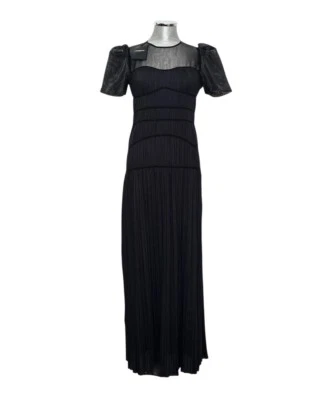 Vestido Rochas Paris Para Mujer Noche Negro Tul Volantes Pliegues Maxi Elegante Nuevo Foto 1 de 4