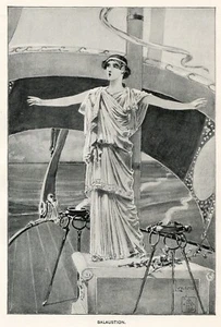 Balaustión mujer griega cantando en proa de barco 1892 impresión artística vintage en blanco y negro - Imagen 1 de 3