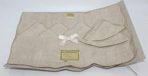 Vintage Pionier bestickt Leinen Mittagessen Serviette Tischset 8er Set braun hellbraun - Bild 1 von 6