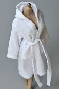 1/6 Scale White Unisex Hooded Long Bathrobe Fit 12'' Action Figure PH TBL - Picture 1 of 5