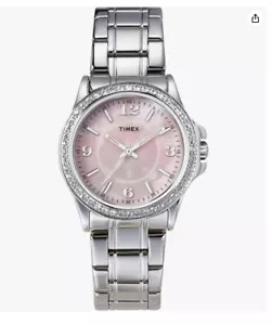Timex Damen T2M834 Kristall Akzent Silberfarben Elegant Edelstahl Armband - Bild 1 von 2