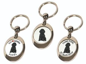 AdriLeo® Schlüsselanhänger m. Einkaufswagenchip aus Metall - Pudel schwarz - Bild 1 von 6