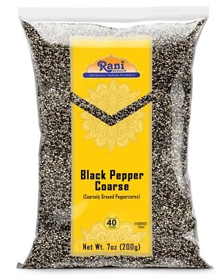 Rani Black Pepper Coarse Ground 28 Mesh (Table Grind), Premium Indian 7oz (200g) - Image 1 of 4