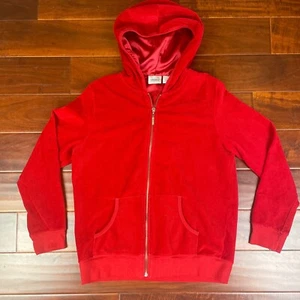 Jason Maxwell Womens Pincord Red Full Zip Lightweight Hoodie Size Medium - Picture 1 of 5
