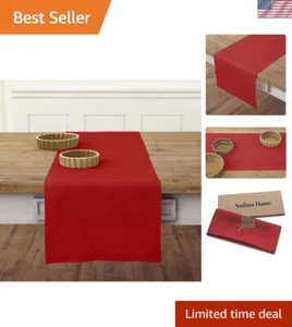 Elegant Red Table Runner 14x120 - Pure Linen, Artisan Crafted - Machine Washable - Picture 1 of 8