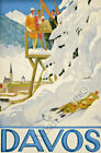 Davos vintage winter ski travel poster repro 12x18