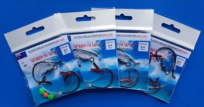 4x 80lb Sliding Snell Rigs – Twin 8/0 Circle Hooks & Lumo Beads - Mulloway, Reds - image 1 of 4