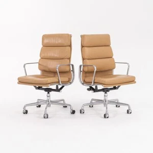 2005 Herman Miller Eames Soft Pad Executive Desk Chairs w/ Tan Leather 6x Avail - Picture 1 of 12
