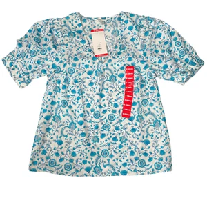 NEU - Draper James - Damen V-Ausschnitt Puff Kurzarm Top, blau Paisley - Bild 1 von 7