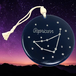 NUEVO Zodiaco Artesano CAPRICORNIO Adorno Colgante Cerámica Esmaltada Astrología Celestial - Imagen 1 de 3