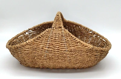 Medium Woven Flower Basket With Handle Natural Tone 16" x 10" x 71/2" - Image 1 of 2