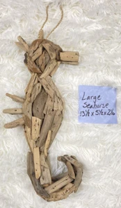 Driftwood Seahorse 13.125" Hanging Folk Art Hand Made Reclaimed BeachHouse Décor - Picture 1 of 3