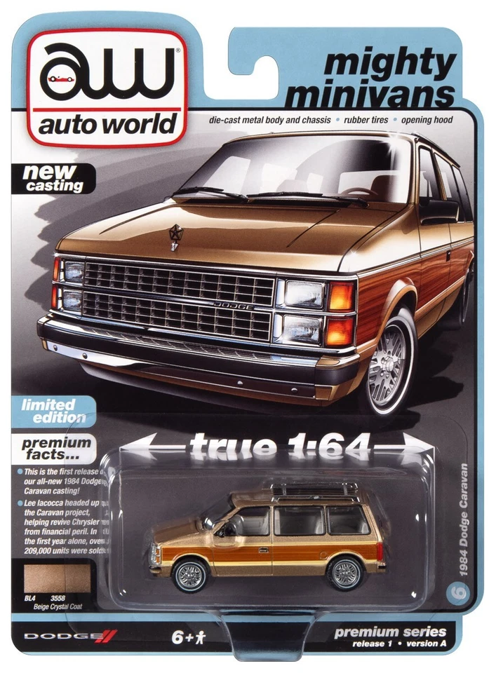 2023 AUTO WORLD 1:64 *PREMIUM 1A* Beige 1984 Dodge Caravan Mini Van NIP - Image 1 of 1