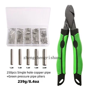 Fishing Crimping Tool Crimp Pliers Wire Leader Swager with Crimping Sleeves Kit - Picture 1 of 26