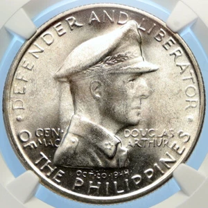 1947 S PHILIPPINES US WWII General DOUGLAS MACARTHUR Silver Peso Coin NGC i98385 - Picture 1 of 5