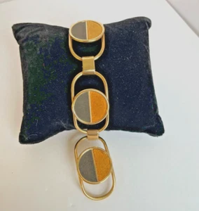 Winard- Vintage 12K GF, Black & Brown Suede Link Bracelet- Signed-G98 - Picture 1 of 5