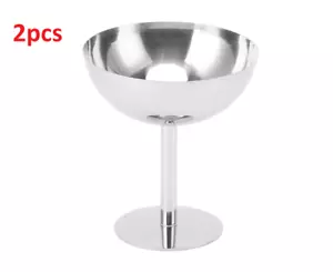 2pcs Stainless Steel Ice Cream Goblet Food Grade Dessert Bowl Fruit Serving Cup - Picture 1 of 12