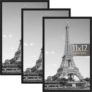 11X17 Picture Frame Black 3 Pack, 11 X 17 Frame for Horizontal or Vertical Wall - Picture 1 of 12