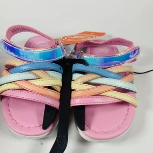 Baby Girl Pastel Sandals Infant Size 4 - Rainbow & Metallic - Picture 1 of 6