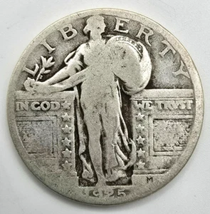 1925 P Quartiere Liberty in piedi AVG CIR SLQ lo classifichi! Argento 90% Spedizione Gratuita! - Foto 1 di 4