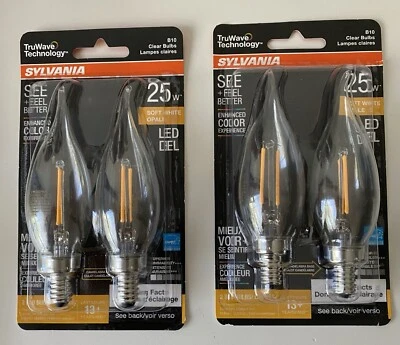 (2) Sylvania 25w Soft White Decorative Bulbs, Candelabra Base, Flame Tip (B10) - Image 1 of 4