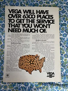 Vintage 1970 Chevrolet Vega Print Ad Over 6300 Service Centers - Picture 1 of 7