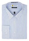 Men's Dress Shirt Labiyeur Slim Fit Blue Stripes on White Button Cuff