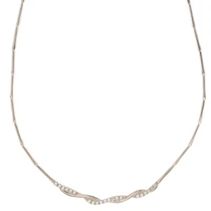 Girocollo semirigido in oro bianco 18 Kt 750/1000  con centrale di zirconi da do - Imagen 1 de 2