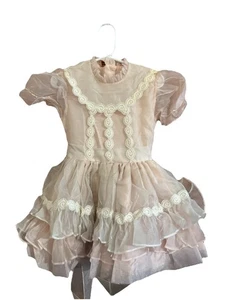 Martha's Miniaturen Kleid Baby Größe 6-9 Monate Pastell Rosa Rüschen Spitze Rüschen - Bild 1 von 7