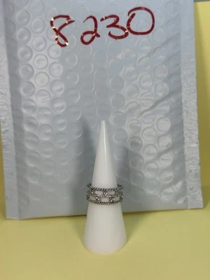 Bomb Party Sz7 Revealed BP Ring Fashion Jewelry RBP CZ Split Twisting Rhodium P - Image 1 of 4