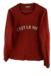Whistles Womans Red Crewneck Logo Sweatshirt Size M Cotton Jersey Pullover - Picture 1 of 8