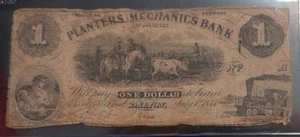 1855 Planters & Mechanics Bank DALTON, GA 1 $ Bill RARE Obsolete GEORGIA Note - Bild 1 von 2