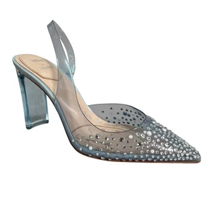 Disney ALDO Cinderella Rhinestone Heels Clear Light Blue Glass Slipper 6.5 - Picture 1 of 13
