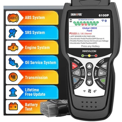 INNOVA 6100p OBD2 Scanner 4 Systems ABS SRS Battery Oil Diagnostic Code Reader  - Image 1 of 4