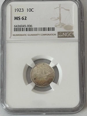 1923 P Mercury Dime NGC MS62 90% Silver Attractive Tinting - Image 1 of 4