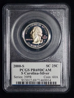 PCGS PR69 DCAM 2000-S SILVER South Carolina State Quarter State Flag Holder 25C - Image 1 of 2