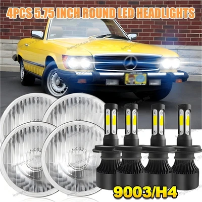 4PCS 5.75" 5-3/4 LED Headlights Hi-Lo Beam For Mercedes-Benz 380SL 450SL 560SL - Image 1 of 4