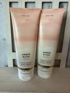 Bath & Body Works / White Barn AMBER BLUSH Lot Of 2 Body Cream Lotion 8oz New - Picture 1 of 4
