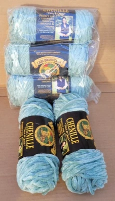 Lion Brand Thick & Quick Chenille x3 Seaspray 5 унций 100 ярдов 91% акрил 9% вискоза #6 - Изображение 1 из 4