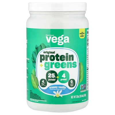 Plant-Based Protein + Greens, Creamy Vanilla, 1 lb 6 oz (624 g) - Image 1 of 2