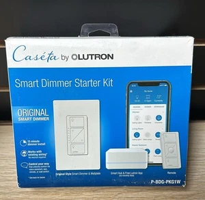 Lutron Caseta P-BDG-PKG1W Wireless Dimmer Kit with Smart Bridge - White, NEW - Picture 1 of 5