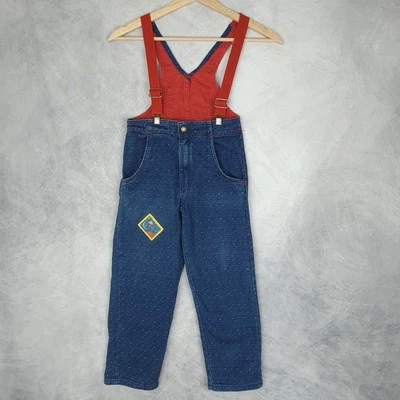 Mono de Colección OshKosh B'Gosh Niños 6 Azul Rojo Parche Espacial Pantalones Denim Años 90 EE. UU. Foto 1 de 4