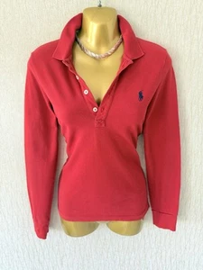 Exquisite Ralph Lauren Golf Red Skinny Fit Polo Knit Shirt Blouse UK10 Stunning - Picture 1 of 6