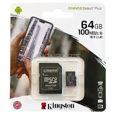 Micro SD 64GB Kingston CANVAS SELECT PLUS Memoria MicroSD Memory 64 GB w/adapter - Immagine 1 di 4