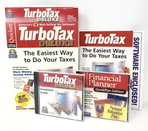 TurboTax Deluxe QuickStart Final Edition 1996 Tax Year Windows 95 Sealed CDs - Picture 1 of 7
