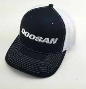 Black Doosan Portable Power Co Logo Embroidered Trucker Hat Cap Richardson 112 - Picture 1 of 6