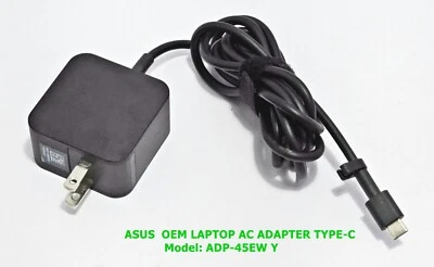 Adaptador de CA genuino 20V 2.25A ADP-45EW Y para Chromebook ASUS C302C USB-C 45W Foto 1 de 4