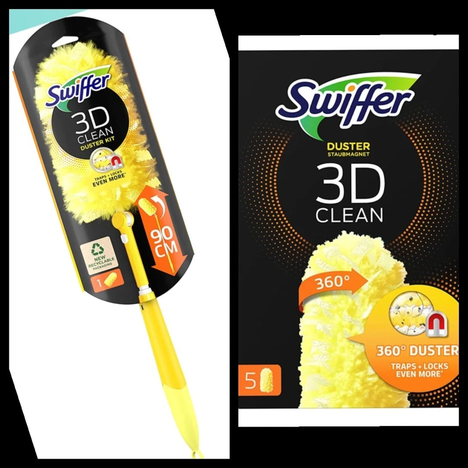 Swiffer Duster 3D Catturapolvere piumino ricariche + kit manico 90 cm 3D